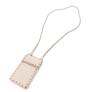 新品同様 ヴァレンティノ・ガラヴァーニ ロックスタッズ ライトアイボリー レザー ショルダーバッグ 1196【中古】Valentino Garavani