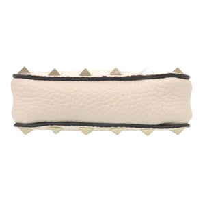 新品同様 ヴァレンティノ・ガラヴァーニ ロックスタッズ ライトアイボリー レザー ショルダーバッグ 1196【中古】Valentino Garavani