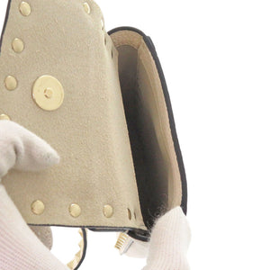 新品同様 ヴァレンティノ・ガラヴァーニ ロックスタッズ ライトアイボリー レザー ショルダーバッグ 1196【中古】Valentino Garavani