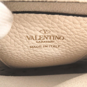 新品同様 ヴァレンティノ・ガラヴァーニ ロックスタッズ ライトアイボリー レザー ショルダーバッグ 1196【中古】Valentino Garavani