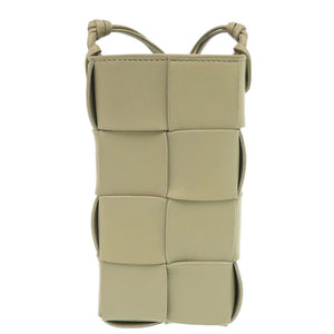 新品同様 ボッテガヴェネタ カセット フォンポーチ レザー カーキ ショルダーバッグ 1197【中古】BOTTEGAVENETA