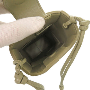 新品同様 ボッテガヴェネタ カセット フォンポーチ レザー カーキ ショルダーバッグ 1197【中古】BOTTEGAVENETA