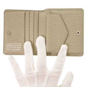 美品 メゾン マルジェラ 4ステッチ レザー ベージュ 二つ折り財布 1199【中古】Maison Margiela