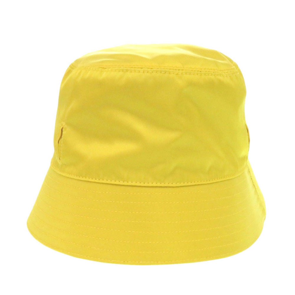 新品同様 プラダ Re Nylon バケットハット 2HC282 Lサイズ トライアングルプレート イエロー ポリアミド 帽子 1220【中古】PRADA