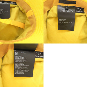 新品同様 プラダ Re Nylon バケットハット 2HC282 Lサイズ トライアングルプレート イエロー ポリアミド 帽子 1220【中古】PRADA