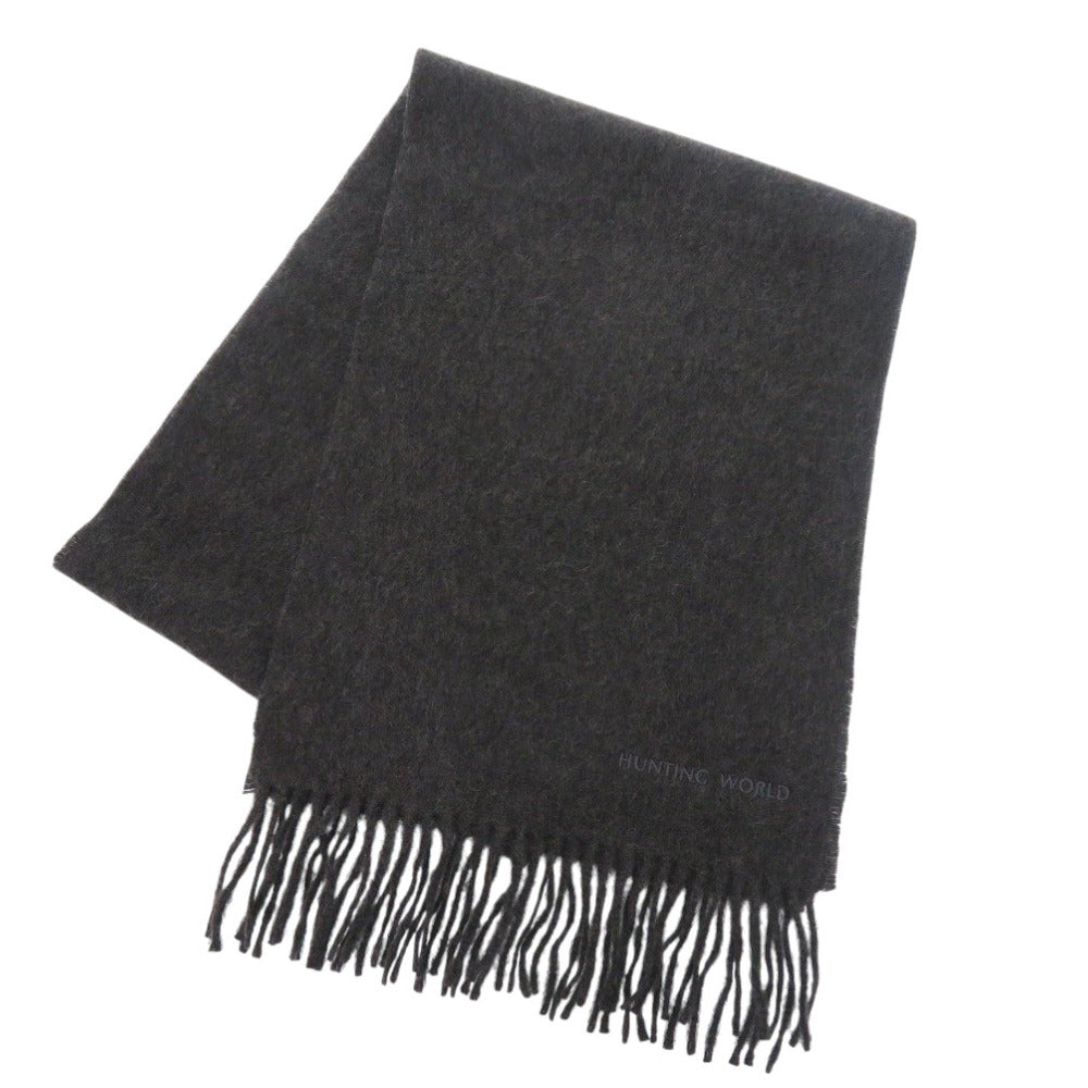 未使用 ハンティングワールド カシミヤ チャコールグレー マフラー 1241【中古】HUNTING WORLD