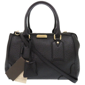 新品同様 バーバリー レザー ブラック 2WAY ハンドバッグ ショルダーバッグ 黒 1242【中古】BURBERRY