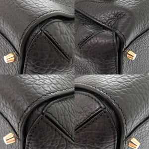 新品同様 バーバリー レザー ブラック 2WAY ハンドバッグ ショルダーバッグ 黒 1242【中古】BURBERRY