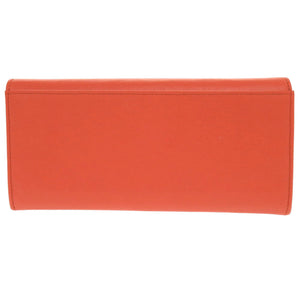 新品同様 フルラ リボン レザー オレンジ 長財布 1244【中古】Furla