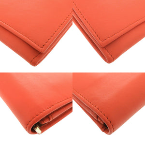 新品同様 フルラ リボン レザー オレンジ 長財布 1244【中古】Furla