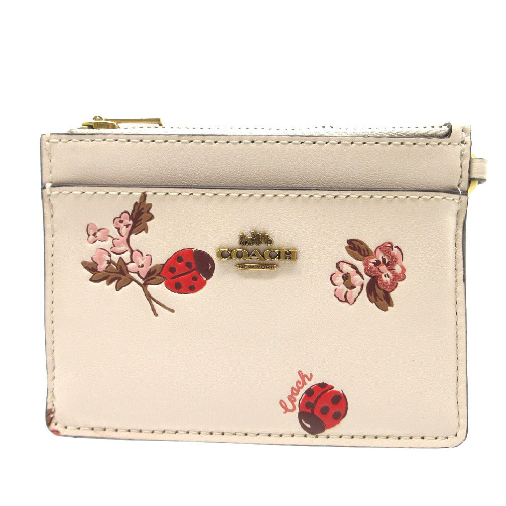 未使用 コーチ フラグメントケース パスケース てんとう虫 コインケース レザー クリーム 1266【中古】COACH