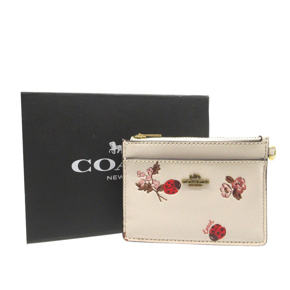 未使用 コーチ フラグメントケース パスケース てんとう虫 コインケース レザー クリーム 1266【中古】COACH