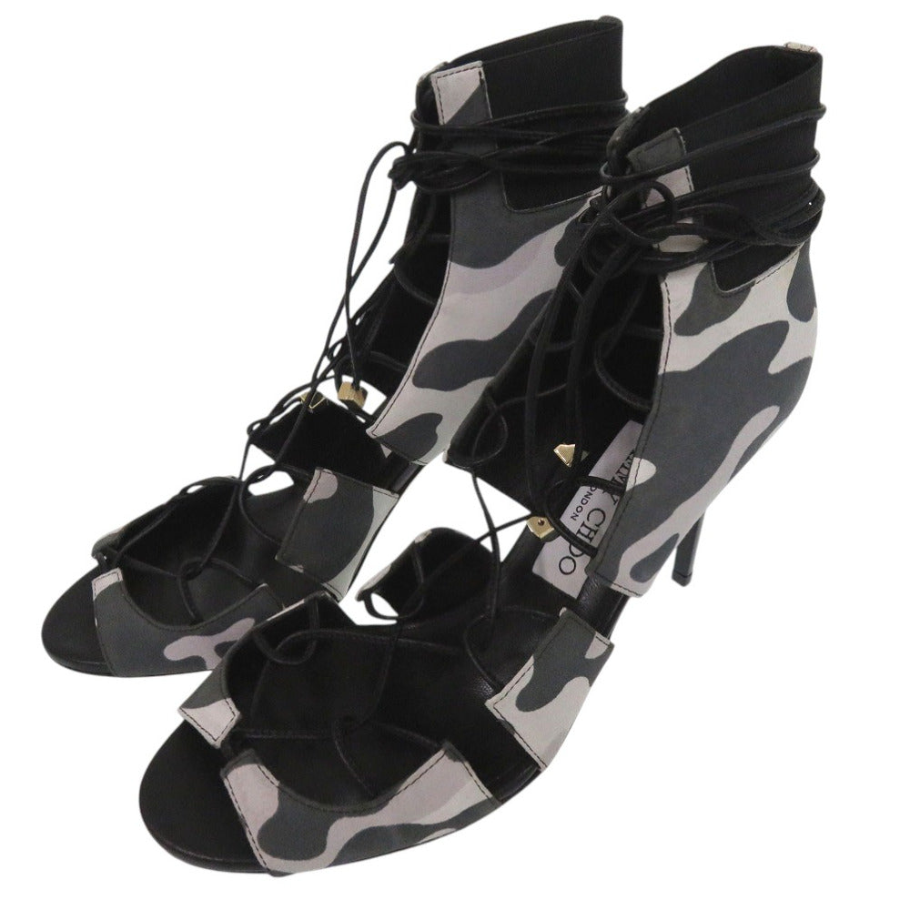 未使用品 ジミーチュウ CAMOLEO PRINT レースアップ パンプス MYRTLE 85 迷彩 カモフラ 編み上げ スウェード 1273【中古】JIMMY CHOO