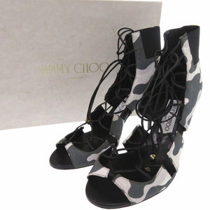 未使用品 ジミーチュウ CAMOLEO PRINT レースアップ パンプス MYRTLE 85 迷彩 カモフラ 編み上げ スウェード 1273【中古】JIMMY CHOO