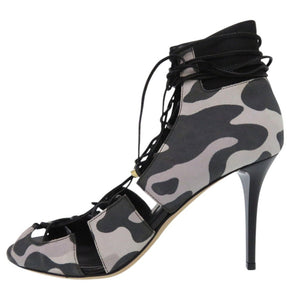 未使用品 ジミーチュウ CAMOLEO PRINT レースアップ パンプス MYRTLE 85 迷彩 カモフラ 編み上げ スウェード 1273【中古】JIMMY CHOO