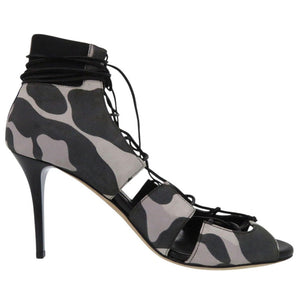 未使用品 ジミーチュウ CAMOLEO PRINT レースアップ パンプス MYRTLE 85 迷彩 カモフラ 編み上げ スウェード 1273【中古】JIMMY CHOO