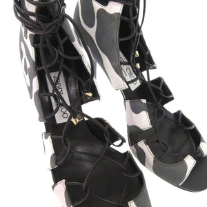 未使用品 ジミーチュウ CAMOLEO PRINT レースアップ パンプス MYRTLE 85 迷彩 カモフラ 編み上げ スウェード 1273【中古】JIMMY CHOO
