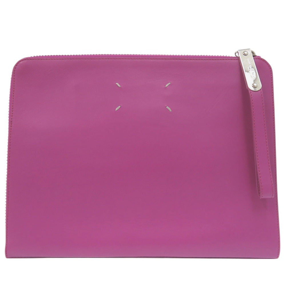 美品 メゾン マルジェラ クラッチバッグ フラットポーチ 4ステッチ S36WF0148 SX8403 レザー パープル 1274【中古】Maison Margiela