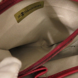 美品 バーバリー ノバチェック レザー キャンバス レッド ベージュ ハンドバッグ 1280【中古】BURBERRY