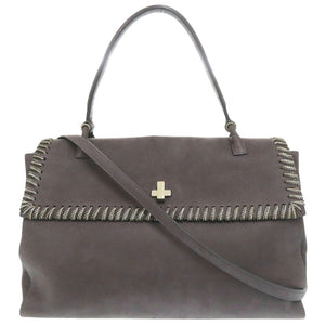美品 オルチアーニ レザー グレー 2WAY ハンドバッグ ショルダーバッグ 1283【中古】ORCIANI