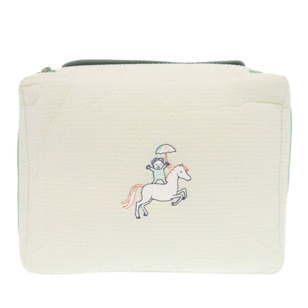 未使用 エルメス カブリオル トゥーゴー MM ポーチ ホワイト コットン 白 1324【中古】HERMES