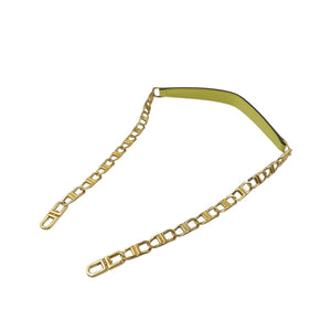 新品同様 デルヴォー ショート Dチェーン レザー メタル イエロー ゴールド ショルダーストラップ 1333【中古】DELVAUX