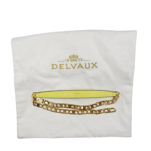 新品同様 デルヴォー ショート Dチェーン レザー メタル イエロー ゴールド ショルダーストラップ 1333【中古】DELVAUX