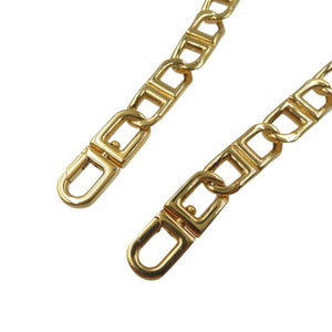 新品同様 デルヴォー ショート Dチェーン レザー メタル イエロー ゴールド ショルダーストラップ 1333【中古】DELVAUX