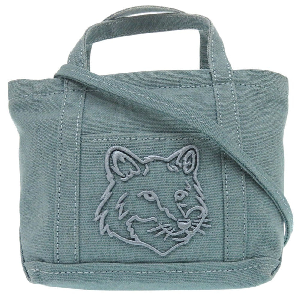 美品 メゾンキツネ フォックス 3WAY ミニトート キャンバス グリーン 1334【中古】MAISON KITSUNE