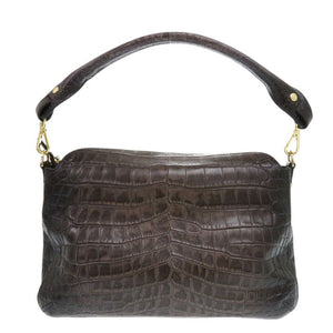 未使用 レザージュエルズ 型押しレザー ブラウン 2wayハンドバッグ 1345【中古】LEATHER JEWELS