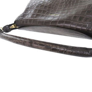 未使用 レザージュエルズ 型押しレザー ブラウン 2wayハンドバッグ 1345【中古】LEATHER JEWELS