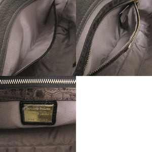 未使用 レザージュエルズ 型押しレザー ブラウン 2wayハンドバッグ 1345【中古】LEATHER JEWELS