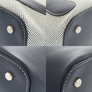 新品同様 キタムラ レザー ネイビー ホワイト 2WAY ハンドバッグ ショルダーバッグ 1347【中古】Kitamura