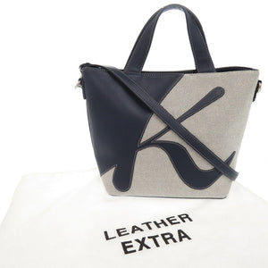 新品同様 キタムラ レザー ネイビー ホワイト 2WAY ハンドバッグ ショルダーバッグ 1347【中古】Kitamura