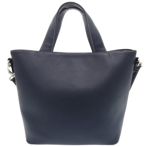 新品同様 キタムラ レザー ネイビー ホワイト 2WAY ハンドバッグ ショルダーバッグ 1347【中古】Kitamura