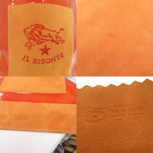 新品同様 イルビゾンテ ロゴプリント トートバッグ スウェード レザー ブラウン 1348【中古】IL BISONTE