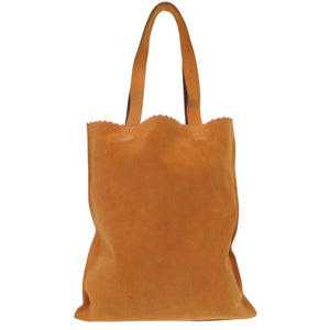 新品同様 イルビゾンテ ロゴプリント トートバッグ スウェード レザー ブラウン 1348【中古】IL BISONTE