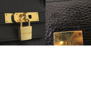 美品 ハイクラス レザーハンドバッグ 40 レザー ブラック ハンドバッグ 黒 1349【中古】HIGH CLASS
