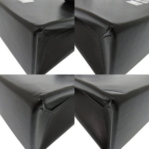 美品 MSGM ロゴテープ 2841MDZ605 ブラック レザー 2wayハンドバッグ 黒 1350【中古】