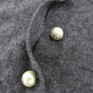 美品 クリスチャンディオール カシミヤ ニット パールボタン 長袖 354S48AM053 セーター グレー 1375【中古】Christian Dior