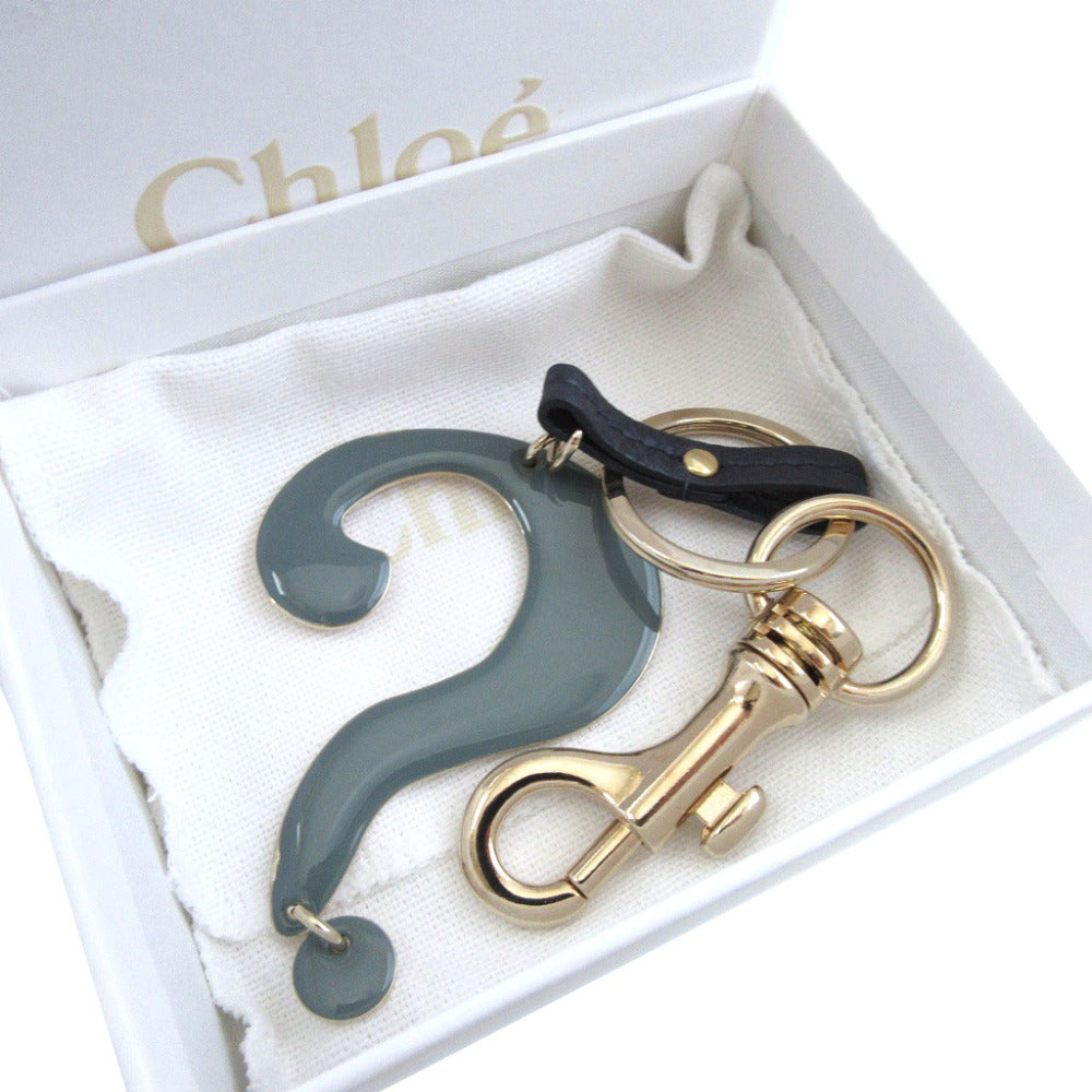 美品 クロエ クエスチョン チャーム ブルー 青 ネイビー 紺 キーリング キーホルダー 0013【中古】Chloe