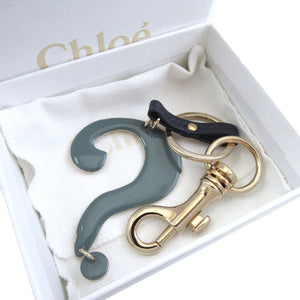 美品 クロエ クエスチョン チャーム ブルー 青 ネイビー 紺 キーリング キーホルダー 0013【中古】Chloe