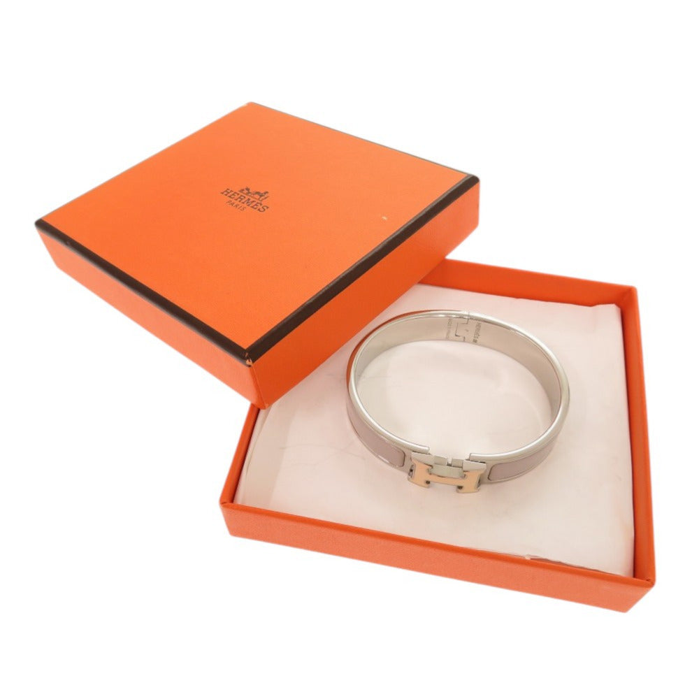 美品 エルメス クリックH クリッククラックPM メタル グレー ブレスレット バングル 0029【中古】HERMES