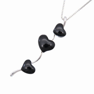 美品 オニキス ハート K18WG ネックレス ホワイトゴールド ブラック 黒 ジュエリー 0034【中古】レディース