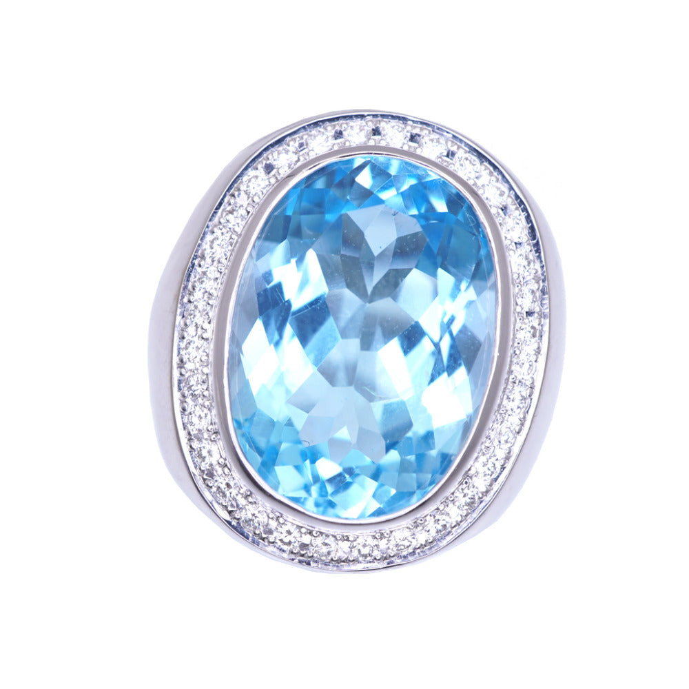 美品 ブルートパーズ15.14ct ダイヤ0.40ct K18WG リング K18ホワイトゴールド 11号 指輪 ジュエリー 0035【中古】メンズ レディース