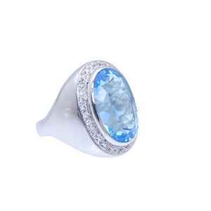 美品 ブルートパーズ15.14ct ダイヤ0.40ct K18WG リング K18ホワイトゴールド 11号 指輪 ジュエリー 0035【中古】メンズ レディース