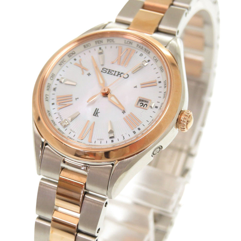 未使用 セイコー ルキア SSQV104 ソーラー電波 チタン ホワイトシェル 腕時計 ピンクゴールド 0039【中古】SEIKO