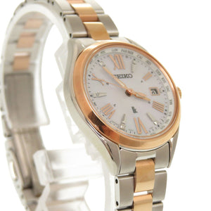 未使用 セイコー ルキア SSQV104 ソーラー電波 チタン ホワイトシェル 腕時計 ピンクゴールド 0039【中古】SEIKO