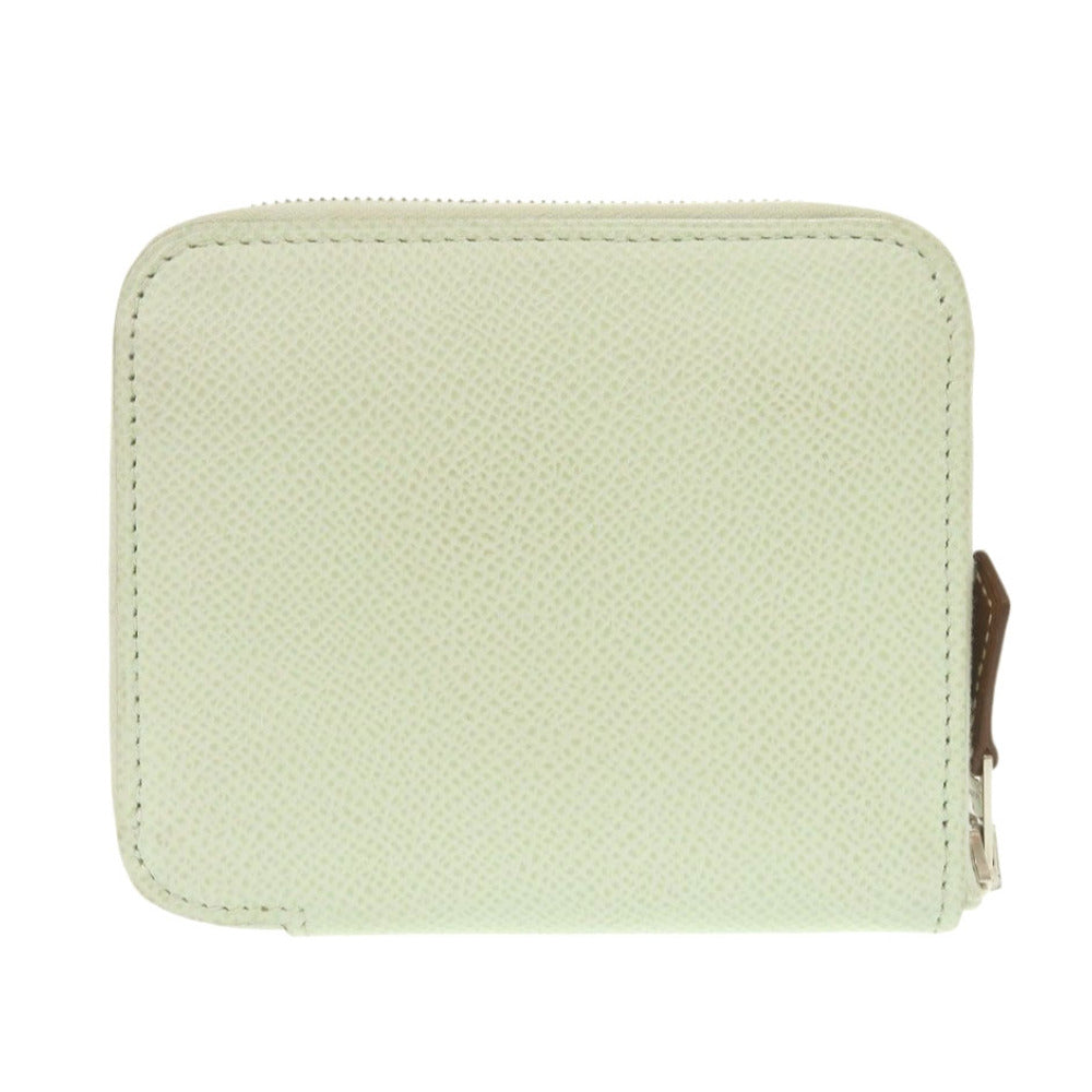 美品 エルメス アザップ シルクイン コンパクト ヴォーエプソン ヴェールフィズ U刻印(2022年製) グリーン コインケース 0062【中古】HERMES