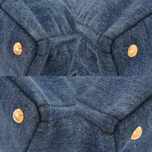 美品 プラダ カナパ デニム ブルー 2WAY トートバッグ ショルダーバッグ ハンドバッグ 0074【中古】PRADA